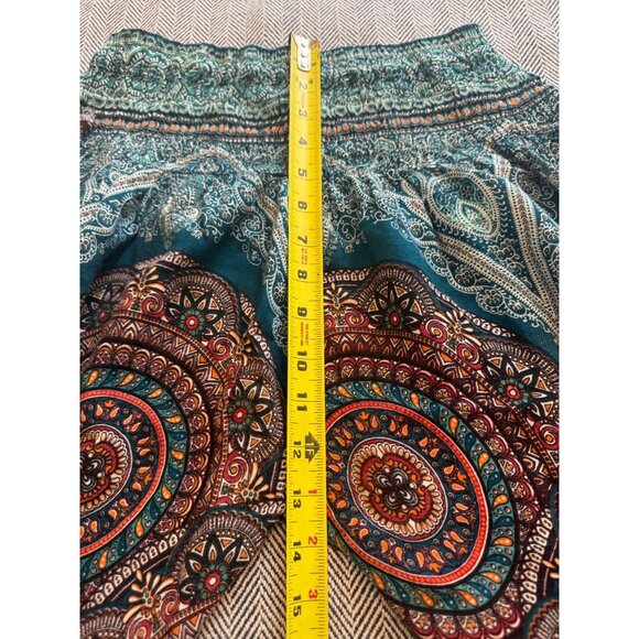 Boho Harem Pants With Elastic Waist & Cuffs Multicolor Mandala Pattern Lightweig - Picture 4 of 6